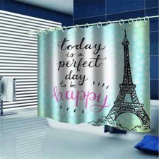 Today Is A Happy Day 3D Shower Curtain Waterproof Fabric Bathroom Decoration