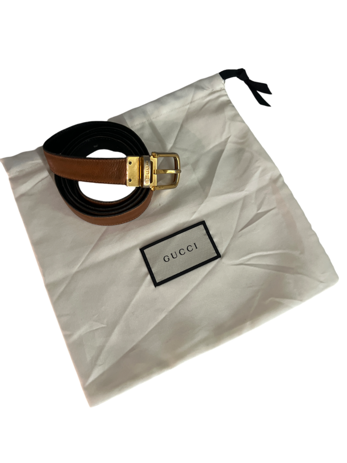 Vintage Gucci Reversible Leather Belt in Black & Brown-image