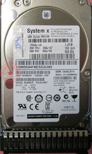 Lenovo IBM SAS HDD 1.2TB 10k SAS 6G SFF FRU 00AJ147 00AJ146 PN 00AJ150 - Picture 4 of 7