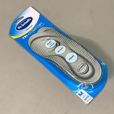 DR. SCHOLL'S Tri-Comfort Insoles Cushioning And Arch Support Sz Men's 8-12 Grey