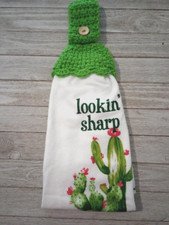 appendiabiti porta asciugamani cucina uncinetto fatto a mano verde cactus nuovo