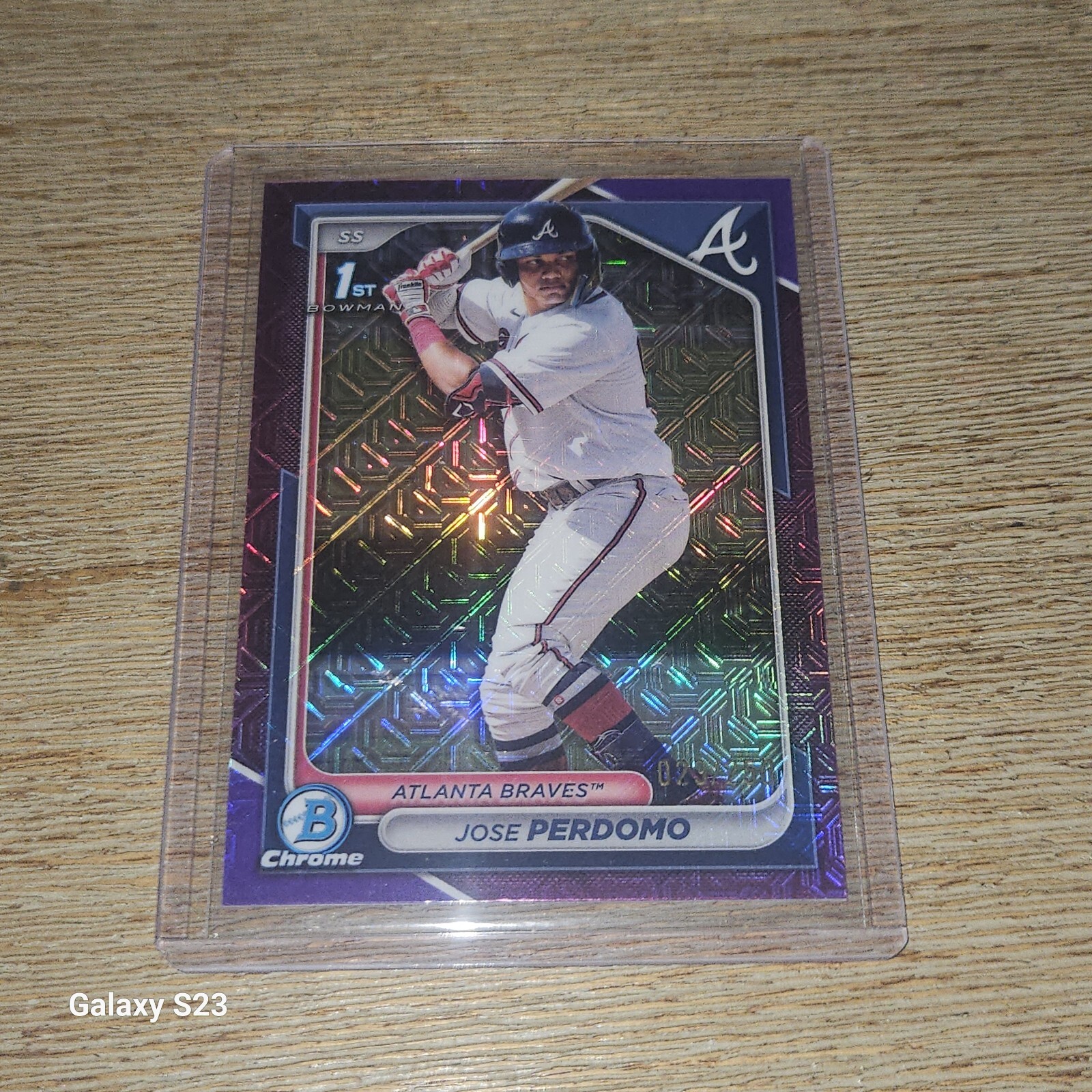 #23/250 Jose Perdomo 2024 Bowman Chrome 1st Purple Mojo Refractor Braves