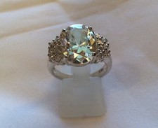  Stunning 925 Sterling Silver Oval-Cut Cubic Zirconia Engagement Ring 7.75