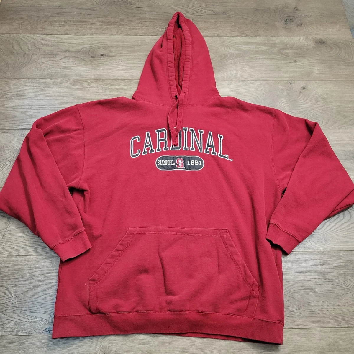 Stanford University Sweatshirt Mens Large Red Hoodie Embroidered Lounge Preppy