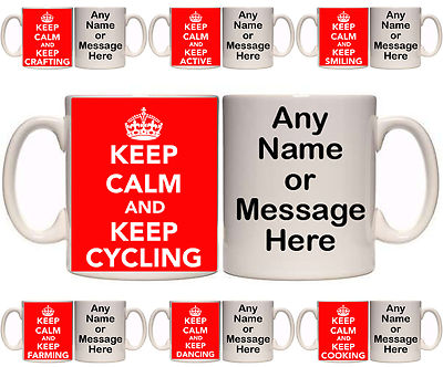 KEEP CALM AND KEEP VERSCHIEDENE PERSONALISIERTE TASSEN & UNTERSETZER (HB5) 11 Unzen & 15 Unzen GESCHENK
