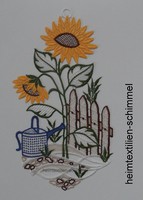 Plauener Spitze ® Fensterbild Sommer Fensterdekoration FrüHling Sonnenblume Deko