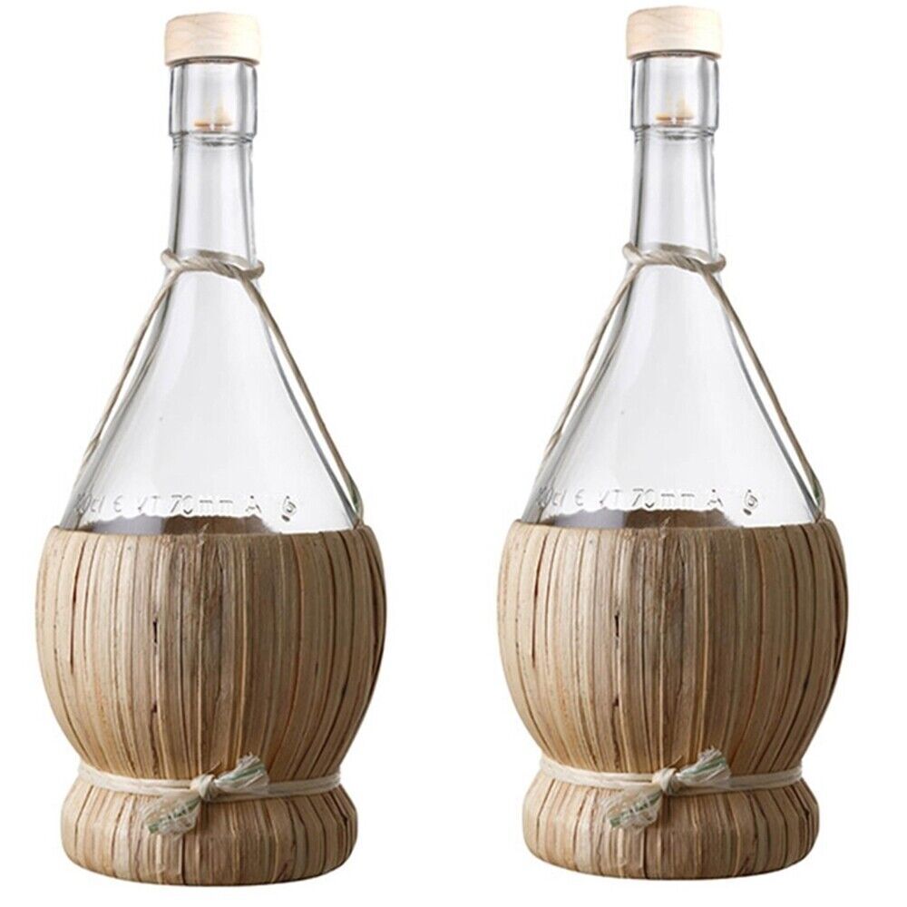 Bottiglia in vetro impagliata fiasco da cantina per vino da tavola pezzi  casa