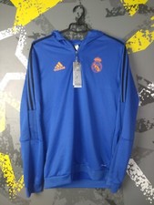 Real Madrid Training Jacket Long Sleeve With Hood Blue Adidas Mens Size M ig93
