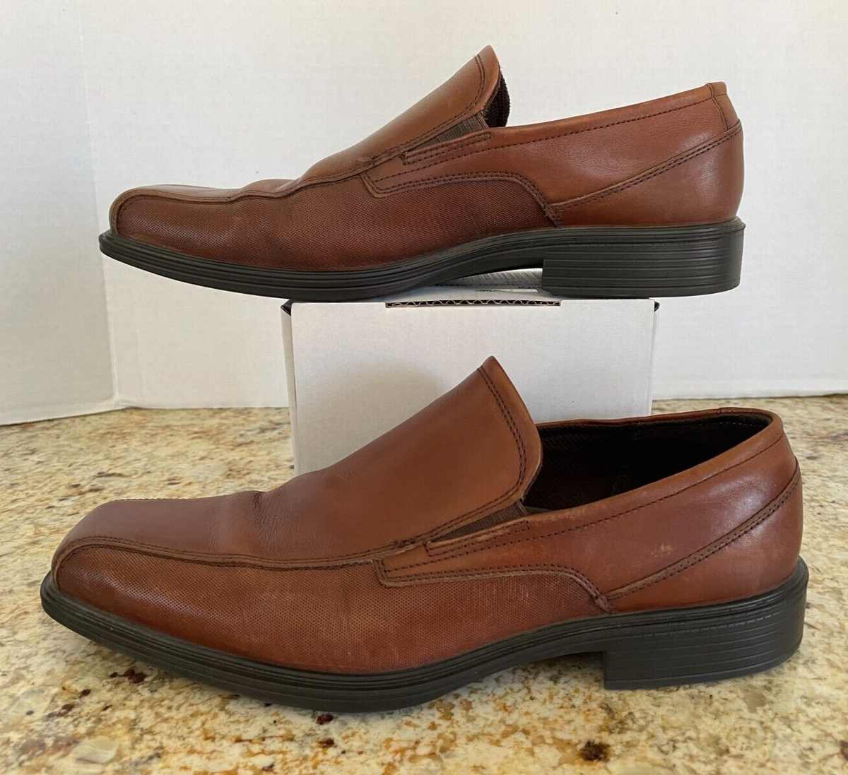 Ecco Johannesburg Slip-On Loafers Brown Leather, Men's 43