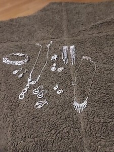 Vintage & Modern Jewelry Lot Silver Tone  Bling Bling
