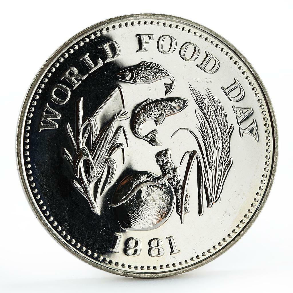 Philippines 25 piso World Food Day Fish Fruit Crops silver coin