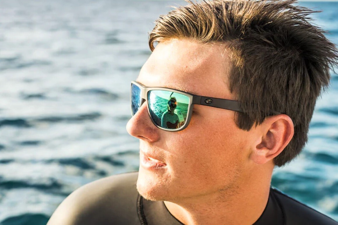 COSTA DEL MAR smoke crystal/green mirror RINCONDO polarized 580G sunglasses  NEW!