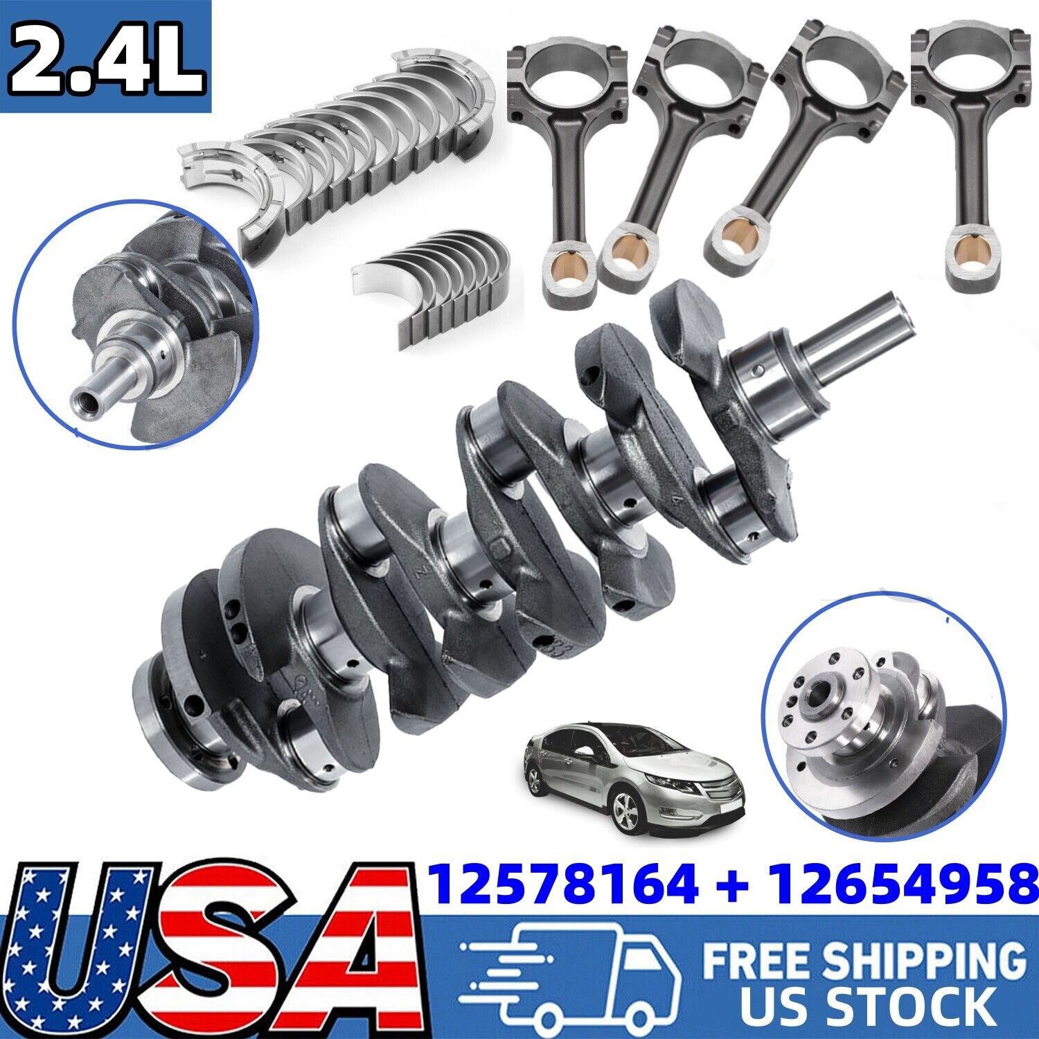 Chevy Equinox Malibu 2.4L Crankshaft Con Rods Main Bearings Kit 12578164
