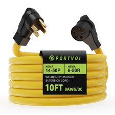 10FT 50 Amp Generator Extension Cord, 250V 4 Prong NEMA 14-50P RV/EV Male Plug t
