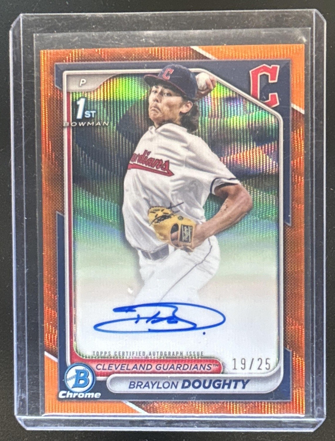 2024 Bowman Draft Braylon Doughty Chrome Auto Orange Wave Refractor 1st #/25