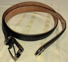 Mezlan Belt Mens 44 Black Genuine Crocodile. Made In Spain. 50  L  1 1/8  W