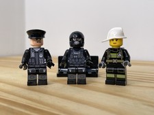LEGO Policía Equipo SWAT Bombero Figura Policía Primer Respondedor Aplicación de la Ley Lote de 3