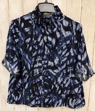 Chico's Zenergy Womens Jacket Size M 1 Blue Abstract Print Full Zip NWT