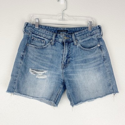 Lucky Shorts Women 6/28 Denim Mid-rise Boy Cut-Off Raw Edge Distressed Blue Jean