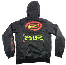 Nike Windrunner Hooded Jacket Gray Neon Green Zip Up Full Zip Size M