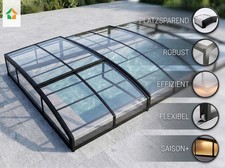 Poolüberdachung Aqualina aus Aluminium, ca. 6,63 x 4,26 x 0,92 cm