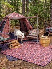 Natural Life Live Happy Lush Lilies Plum Floral Camping Tent 6.8 ft