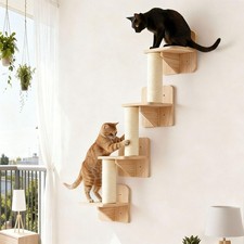 Cat Wall Shelves Climber for Kittens Solid wood cat climbing frame 4-Leve...
