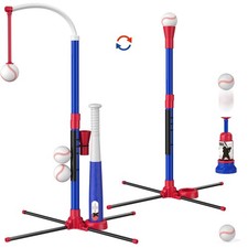 HYES 3-in-1 Baseball Set for Kids with Auto Pitching Machine Blue