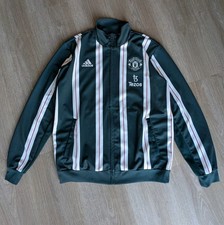 Adidas Men's Manchester United Anthem Zip Jacket Track Top Green Striped Rare 