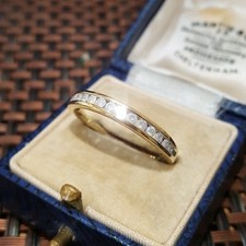 925 Sterling Silver Ring, Genuine Diamonds, 0.850ct, Size S US 9, Gold Plated 