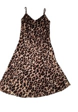 Women's Sz Lg NWT Forever 21 Leopard Print Satin Maxi Dress Mob Wife