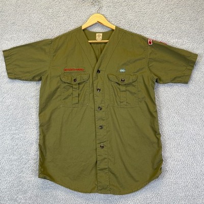 Vintage Boy Scouts Shirt 60's Sanforized Men's Large OG Green Patches