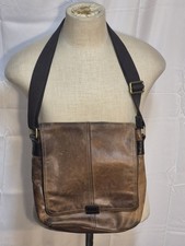 Vintage Fossil Distressed Leather Messenger Bag