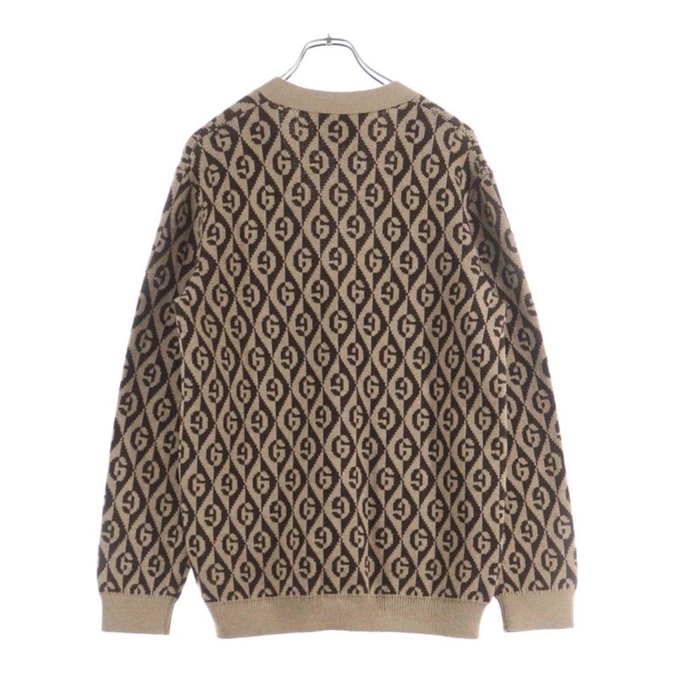 GUCCI GG RAMBUS Lambas Wool Knit Cardigan Brown beige 595511 XKA0Y Used 0f05d646 - Image 2 of 4