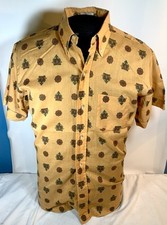 Vintage Mens Crowns Rockabilly Mod Atomic MCM Retro Mod Loop Collar Camp Shirt