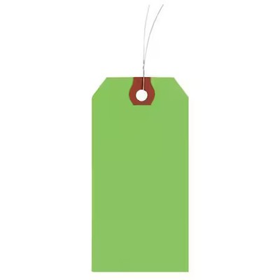 1-7/8'' X 3-3/4'' Fluorescent Green Wire Tag, Includes 12'' Wire, Pk1000, 4Wla5