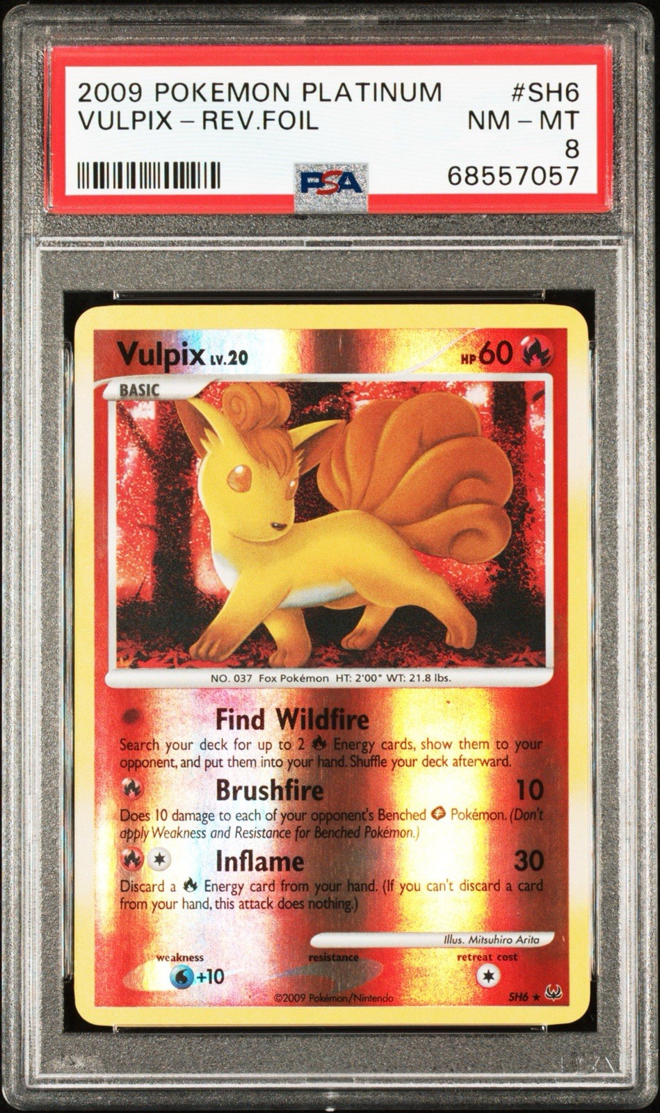 PSA 8 Vulpix SH6 Shiny Reverse Holo Foil Platinum Pokemon 2009