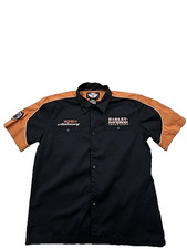Harley-Davidson Herren Hemd Schwarz Knopfleiste Größe L Bestickt Adler