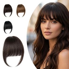 Natural Wispy Bangs Clip On, 100 Remy Human Hair, Clip in Bangs for Women, Face
