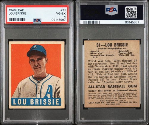 🔥⚾ 1948 Leaf #31 Lou Brissie RC – PSA 4 VG-EX Rookie Vintage Phillies Card 🔥 - Picture 3 of 3