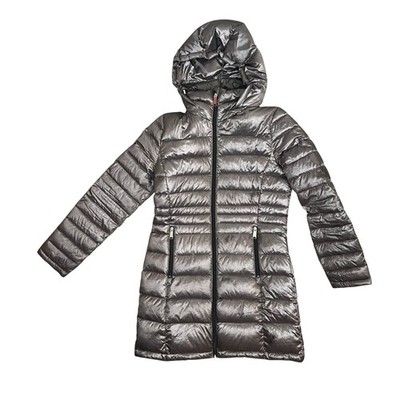 Andrew Marc Packable Lightweight Premium Down Puffer Coat Hooded Silver Small