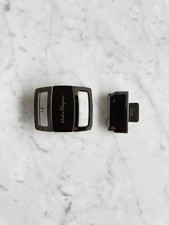 Salvatore Ferragamo Brown Silver Classic Belt Buckle Gancini Buckle  Snap Italy