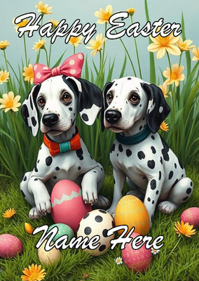 naiec42 Dalmatiner Hund Frohe Ostern personalisierte Grußkarte Schokoladenei