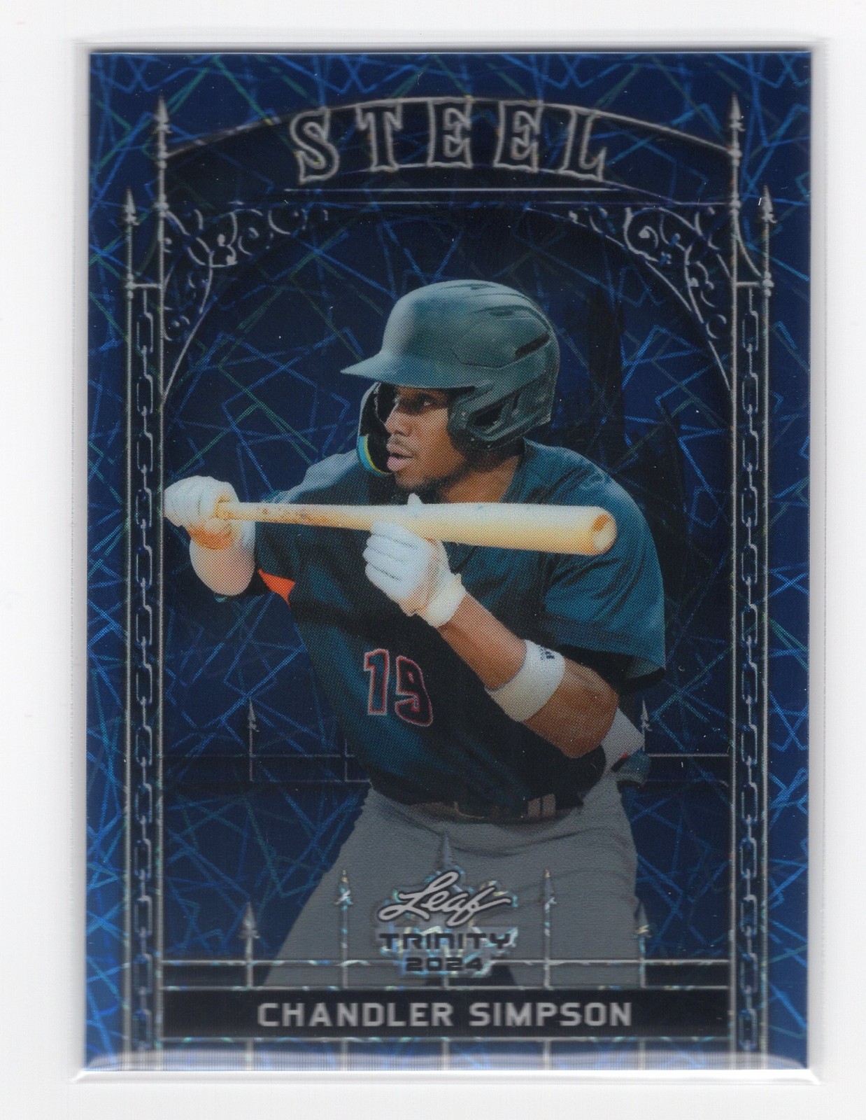 Chandler Simpson 2024 Leaf Trinity Mega Box #S-20 Steel Lazer Foil Blue