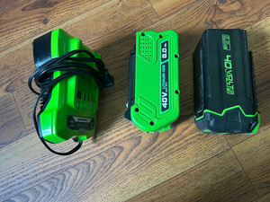 Greenworks - 2 Rechargable Batteries and 1 Charger 40 Volts Lithium