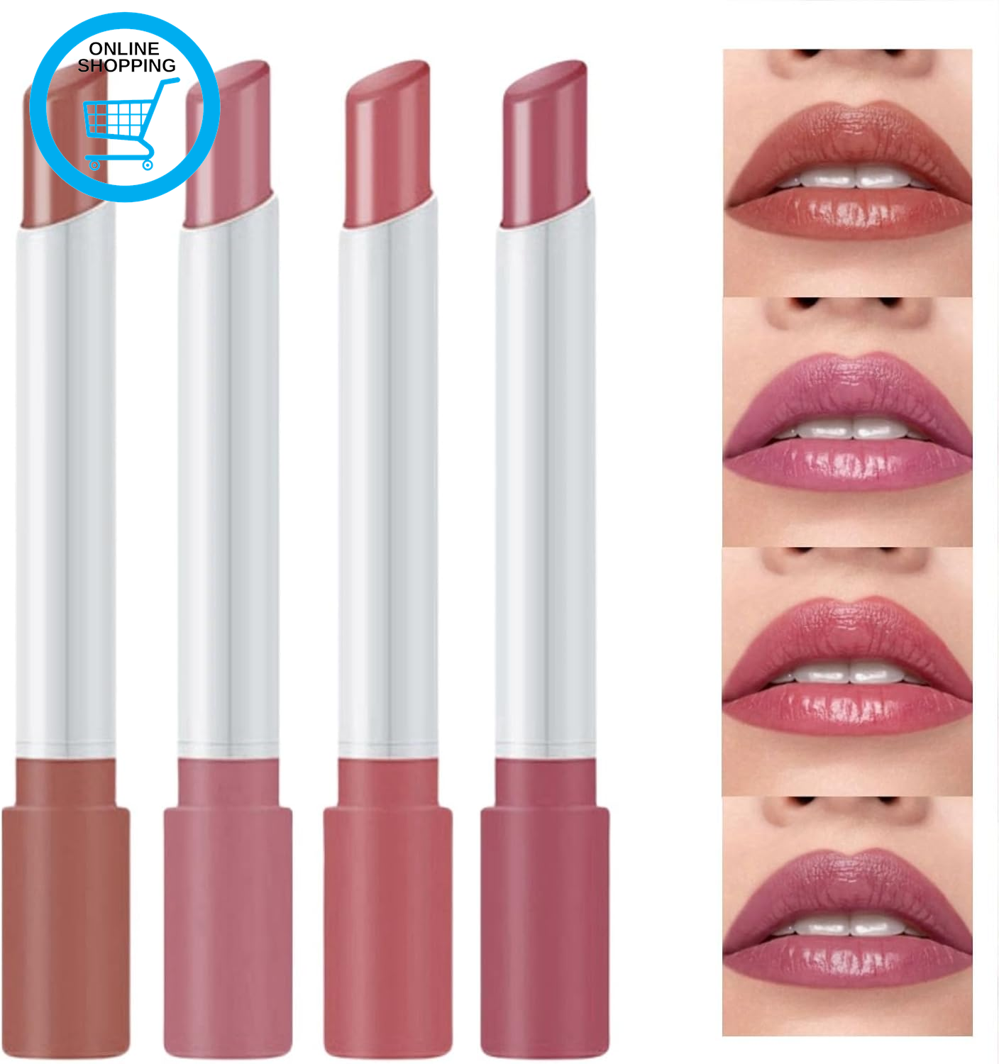 4Pcs Plumping Lipstick Set,Plumping Lip Gloss Set,Tinted Lip Balm,Lip Gloss Set,