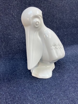 Seltene Vintage Naaman Keramik weiß Porzellan Pelikan Figur - Mod. Scandi-Style