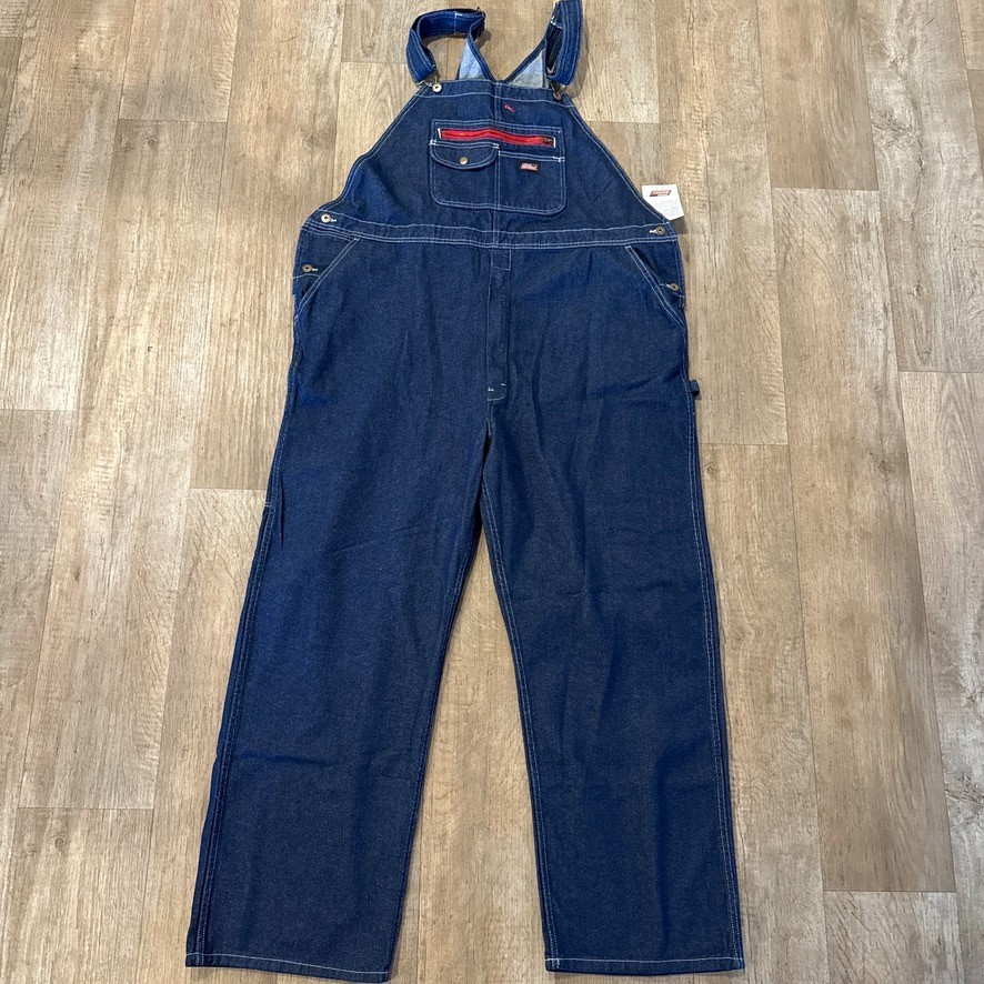 NWT Dickies Denim Overalls 2XL Blue Jean Dark Wash Carpenter