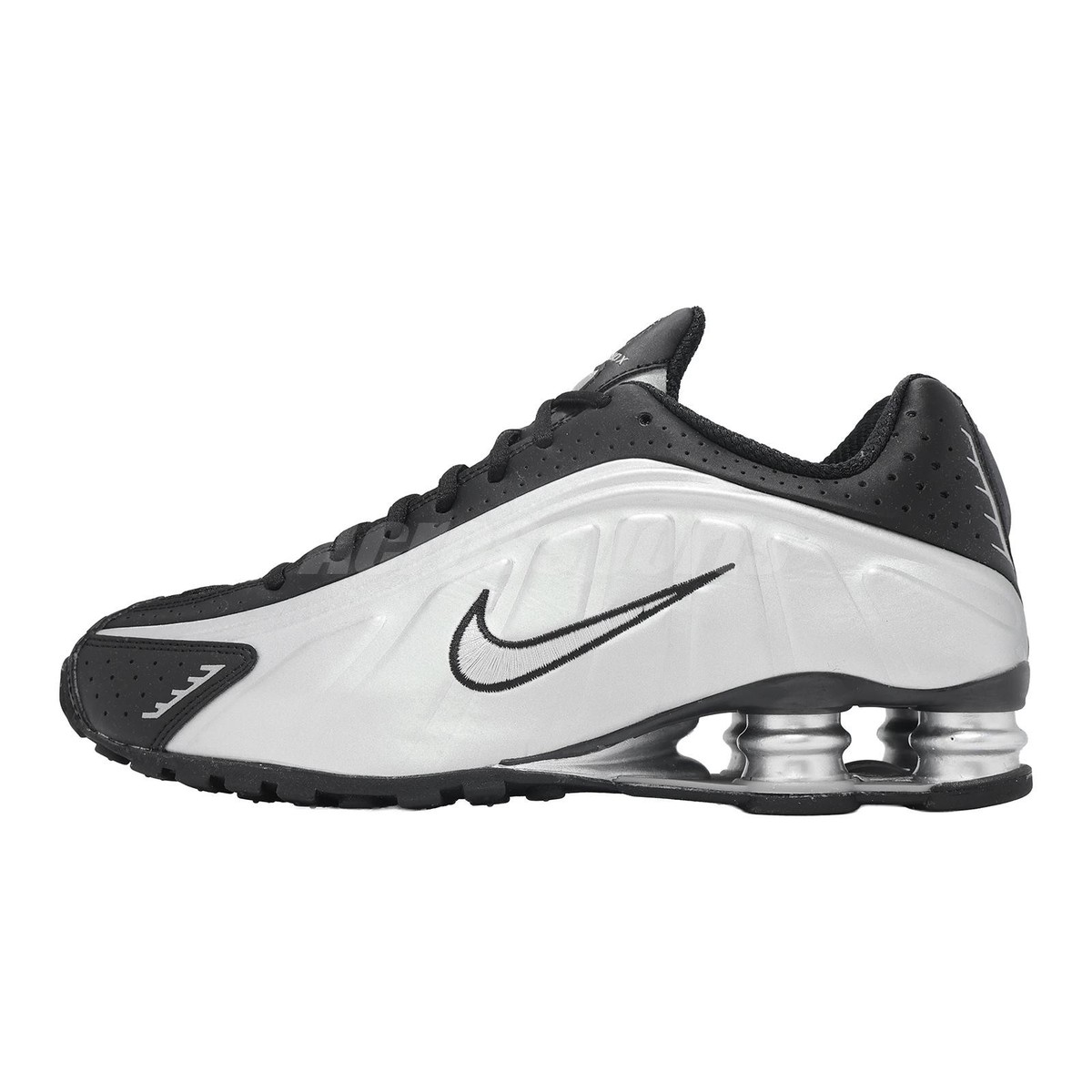 Nike Shox R4 Metallic Silver Black Men Casual Lifestyle Shoes