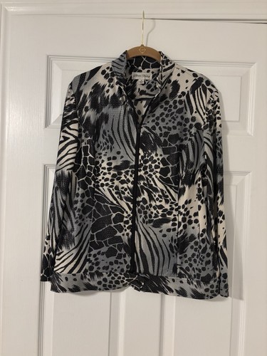 Sport Haley Black/Grey Animal Print Zippered Jacket Women’s Medium - Picture 1 of 3